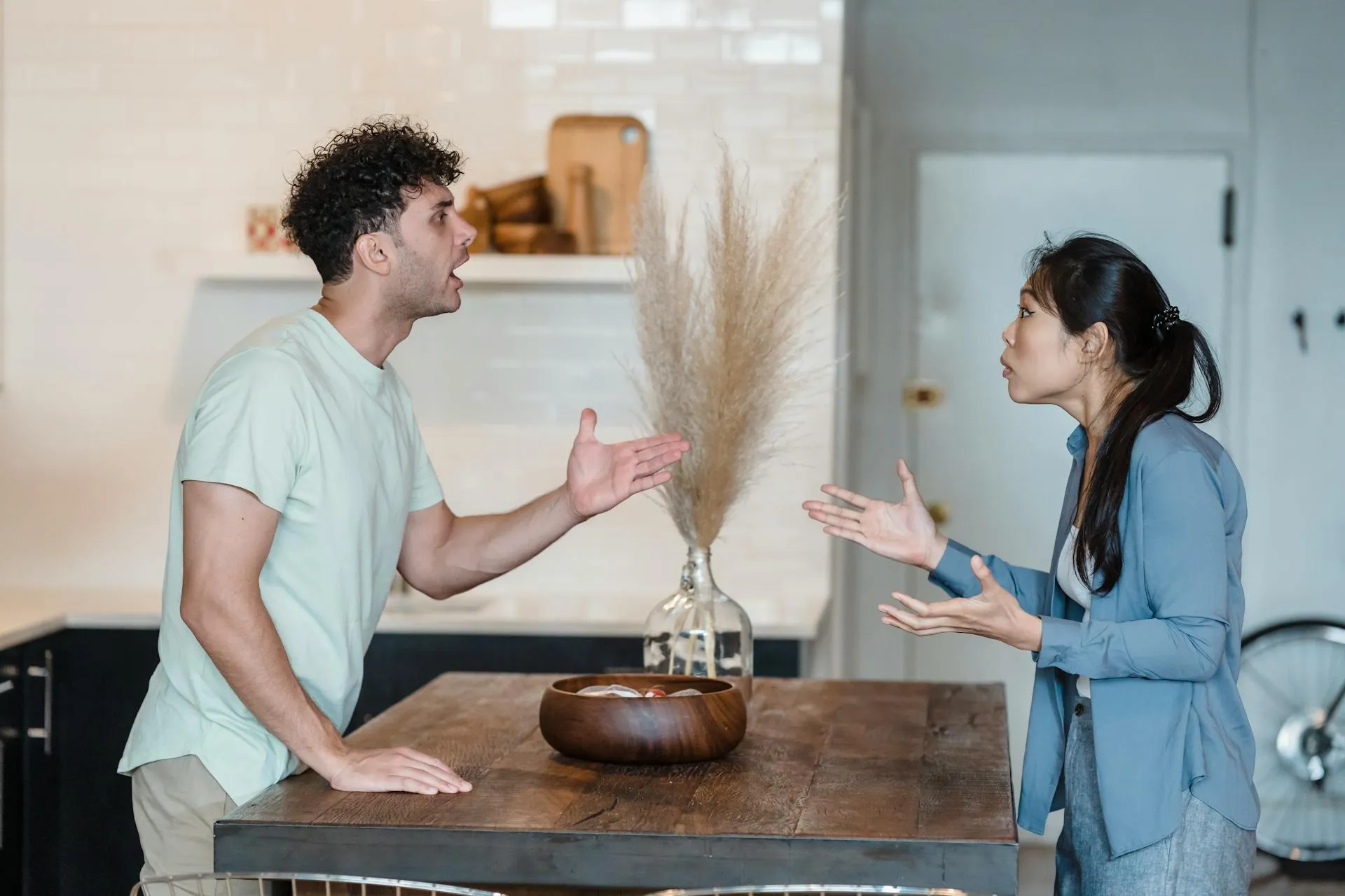 A couple fighting at home