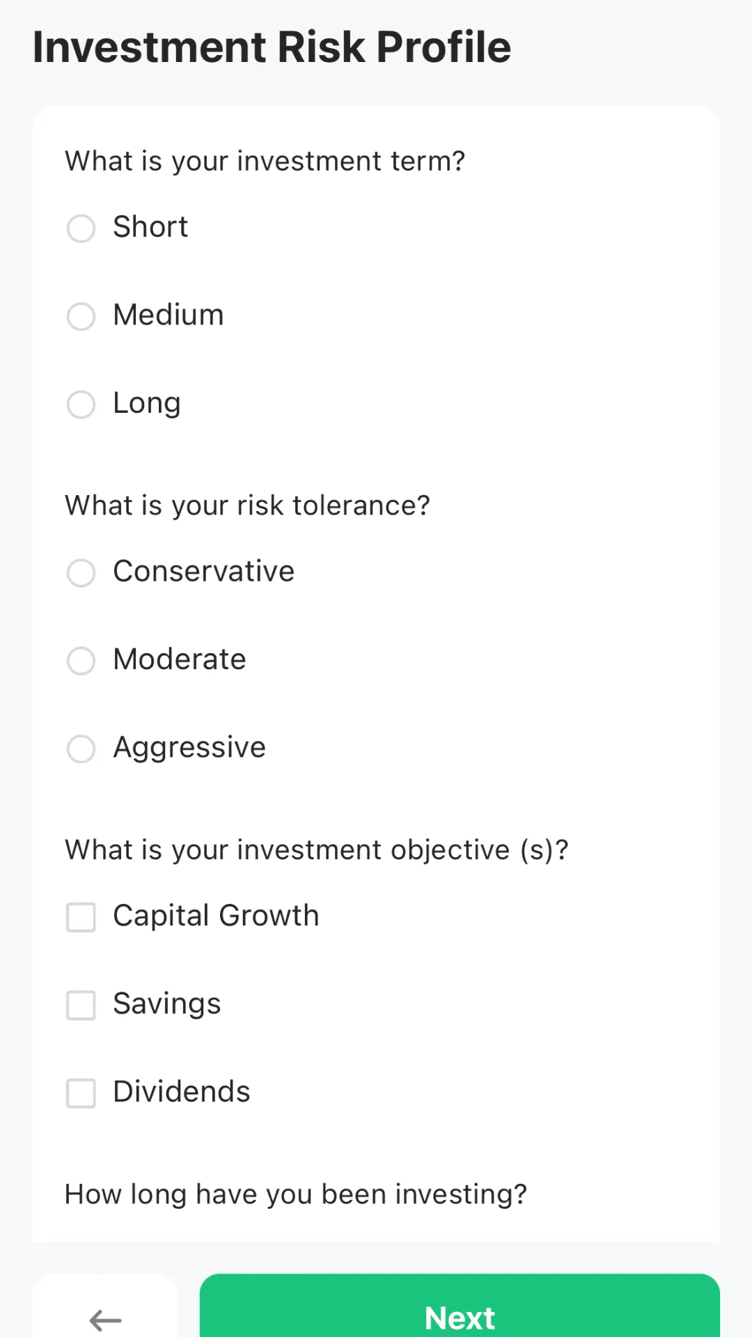 M+ Global Account Opening Investment Risk Profile