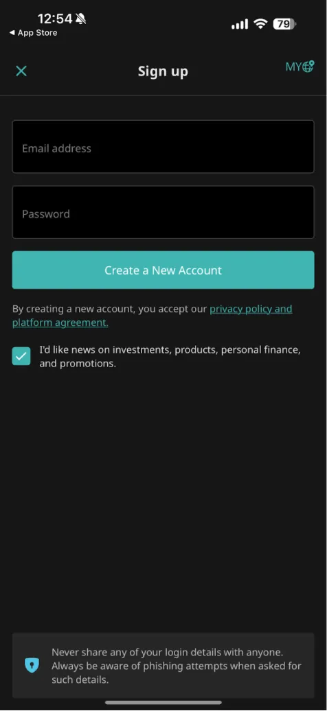 Creating a new account