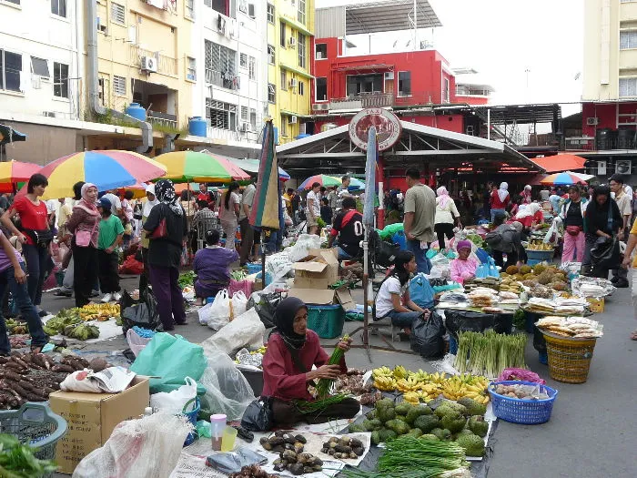 Daytime open air wet market in Sabah